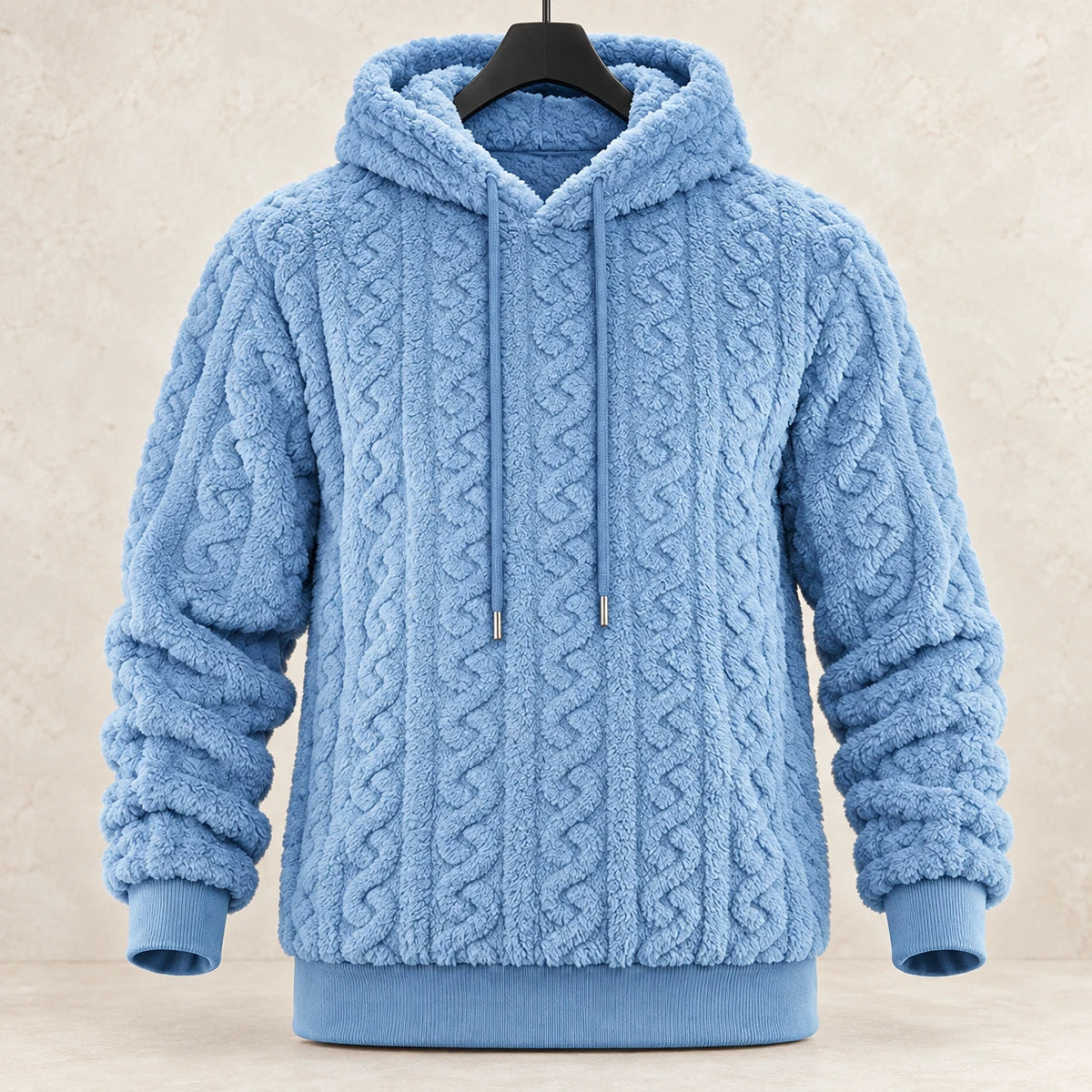 Fleece Hoodie | Evren Blue hanger stone front