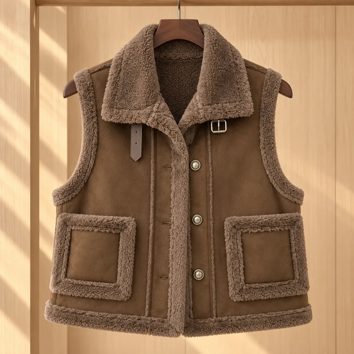 Fleece Vest | Amelie Brown front