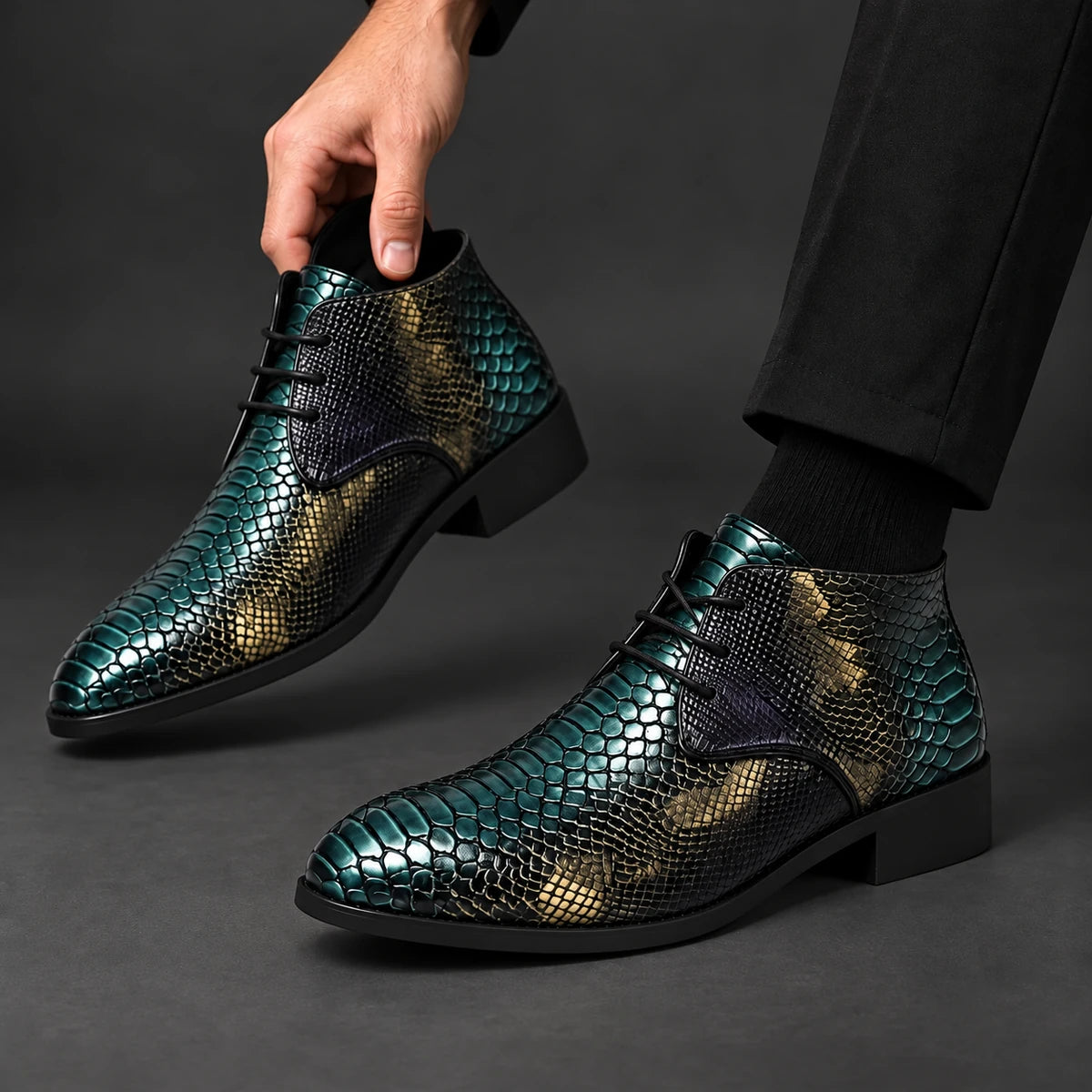 Genuine Leather Boots | Bastian Green model handheld
