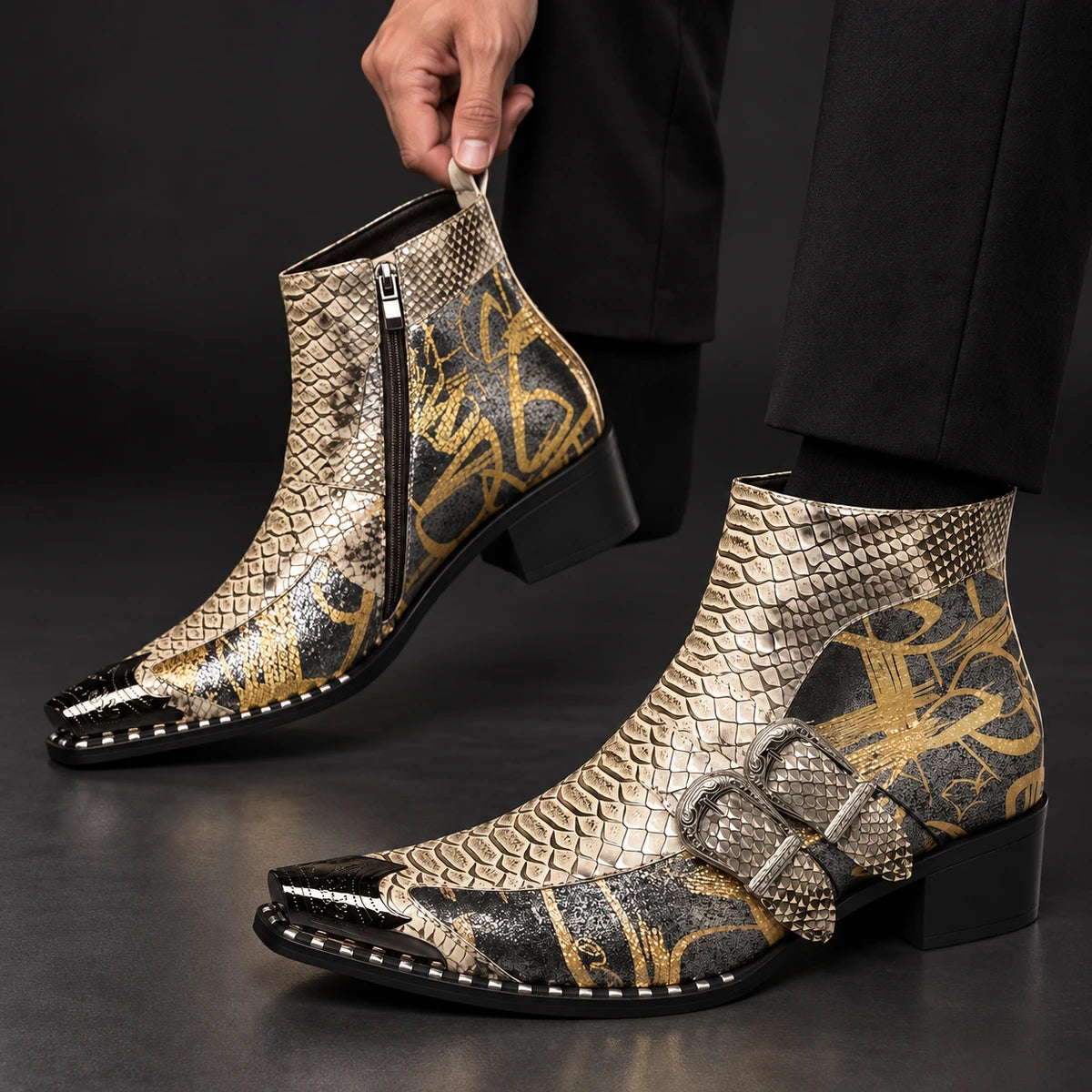 Genuine Leather Boots | Bellamy Gold model handheld