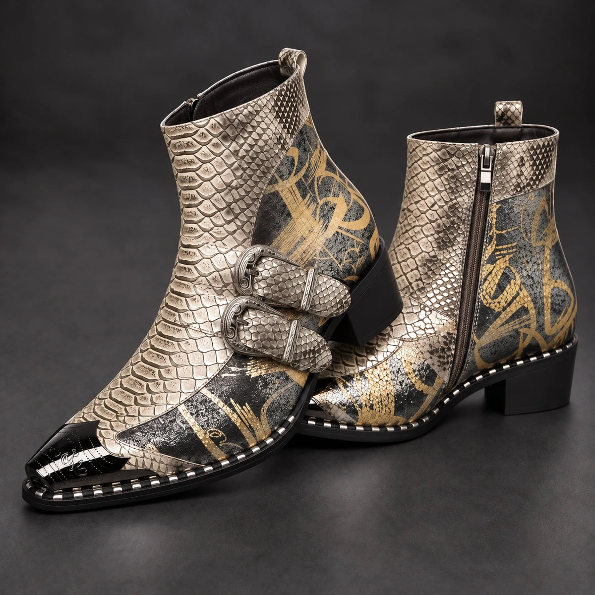 Genuine Leather Boots | Bellamy Gold stacked pair