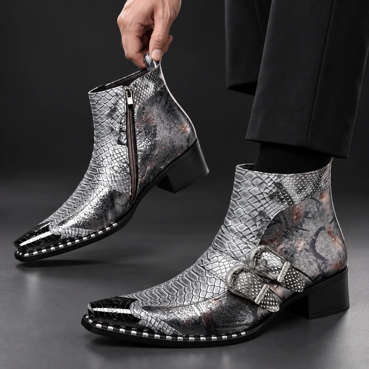 Genuine Leather Boots | Bellamy Silver model handheld