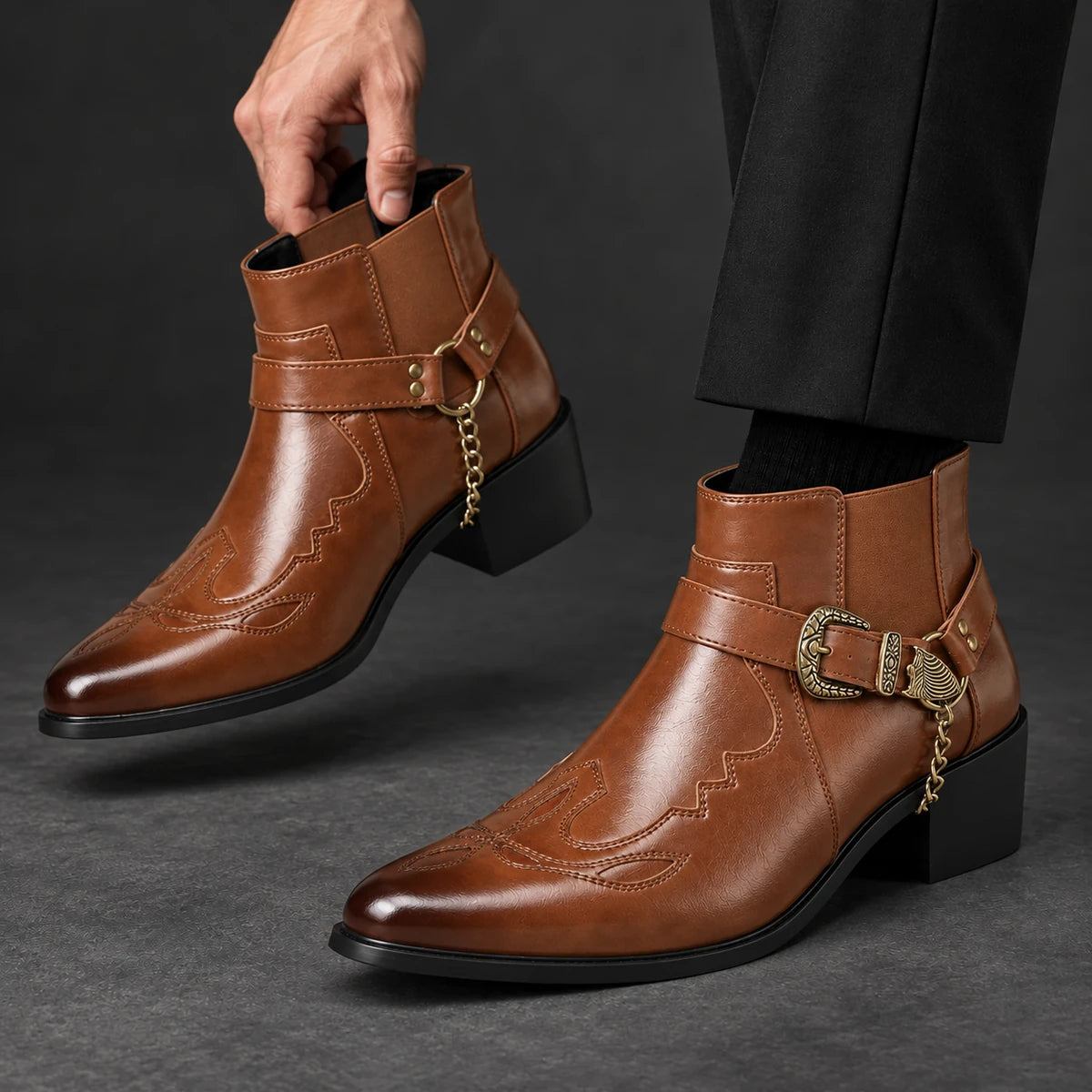 Genuine Leather Boots | Dashiell Brown model handheld