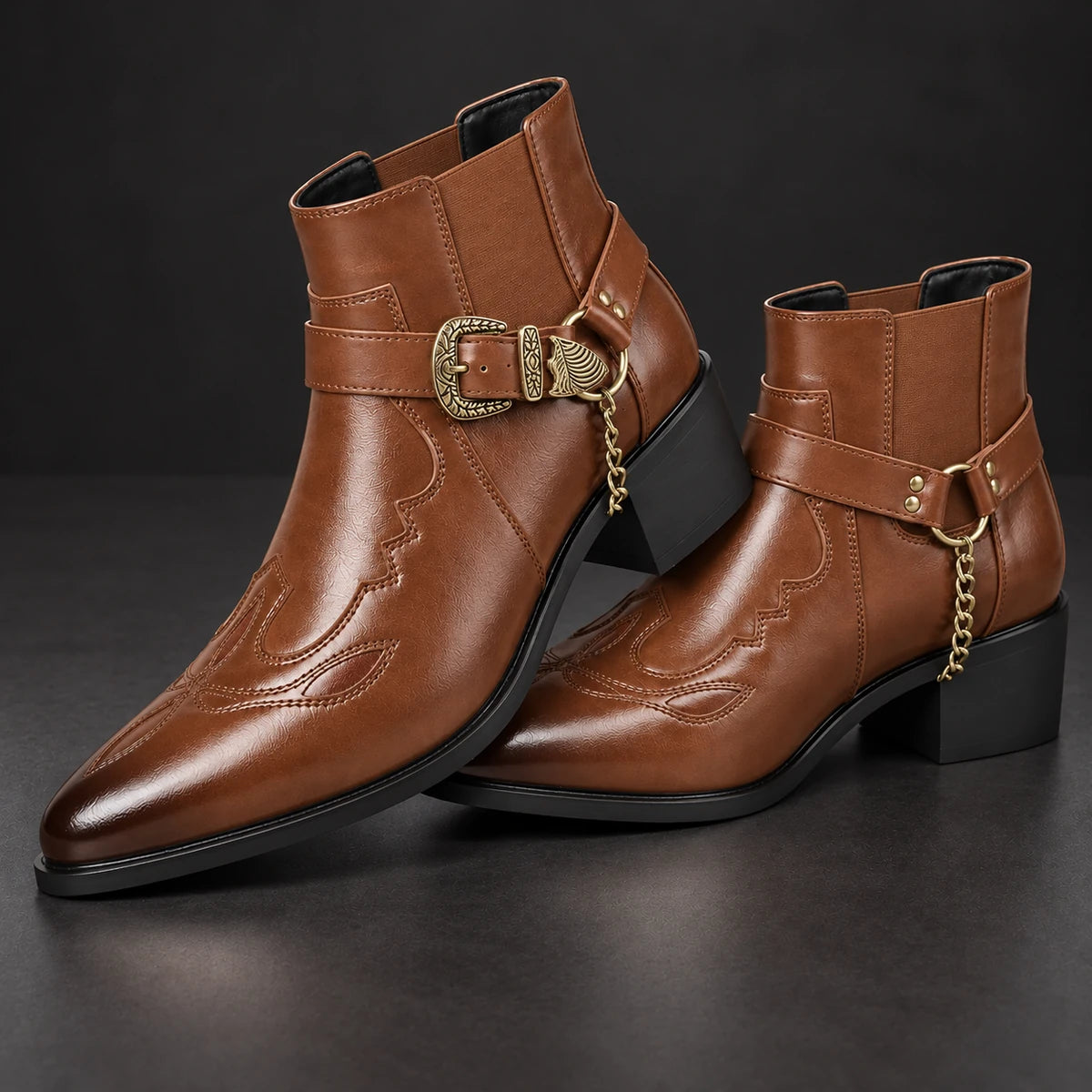 Genuine Leather Boots | Dashiell Brown stacked pair