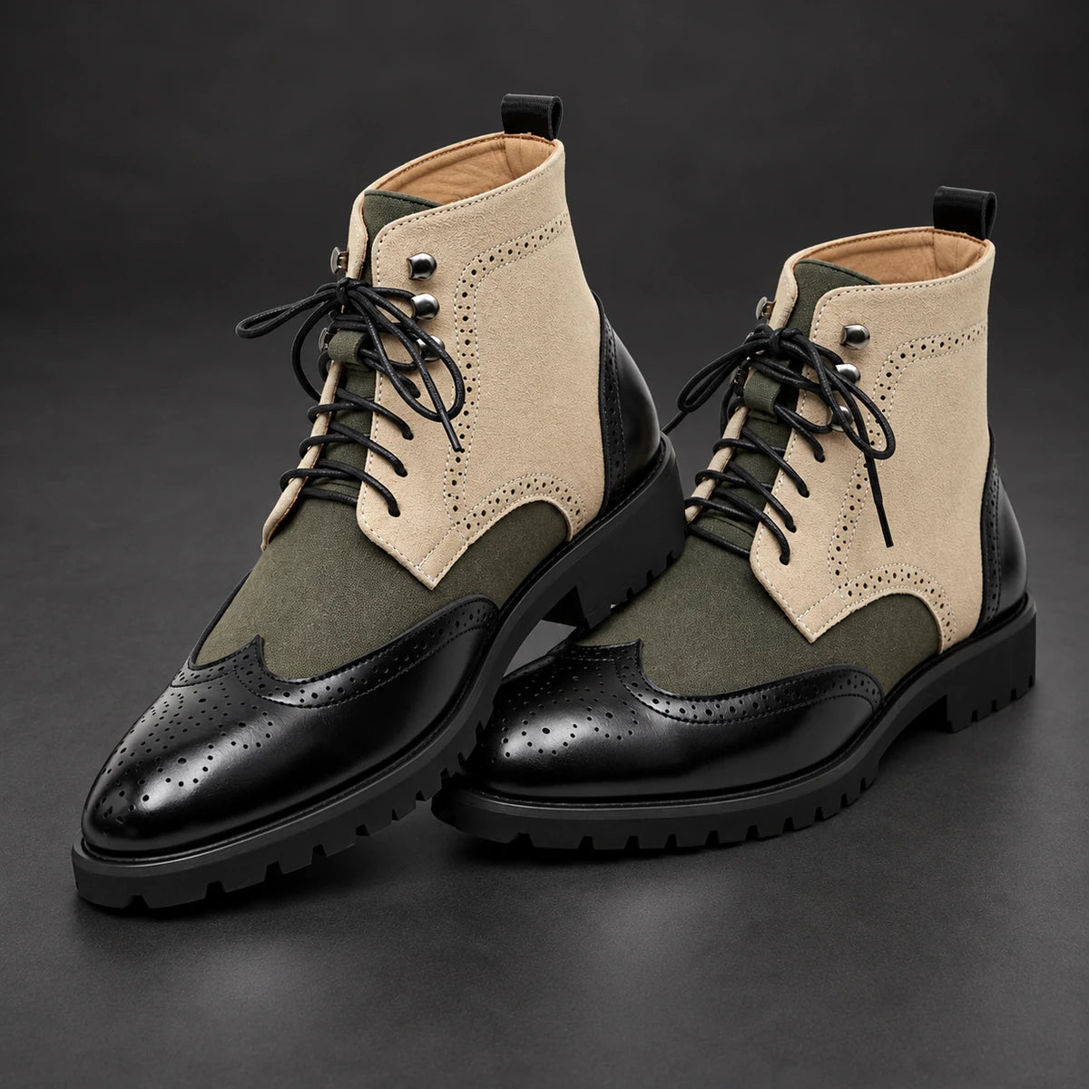 Leather Boots | Florian Black stacked pair