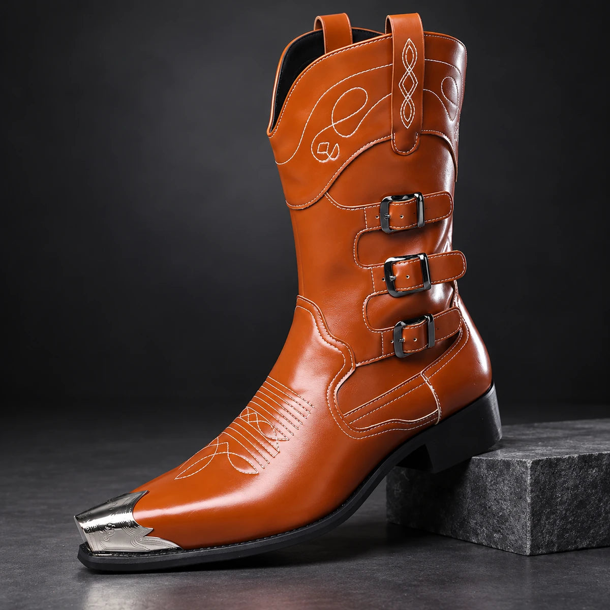 Genuine Leather Boots | Gareth Brown diagonal pedestal