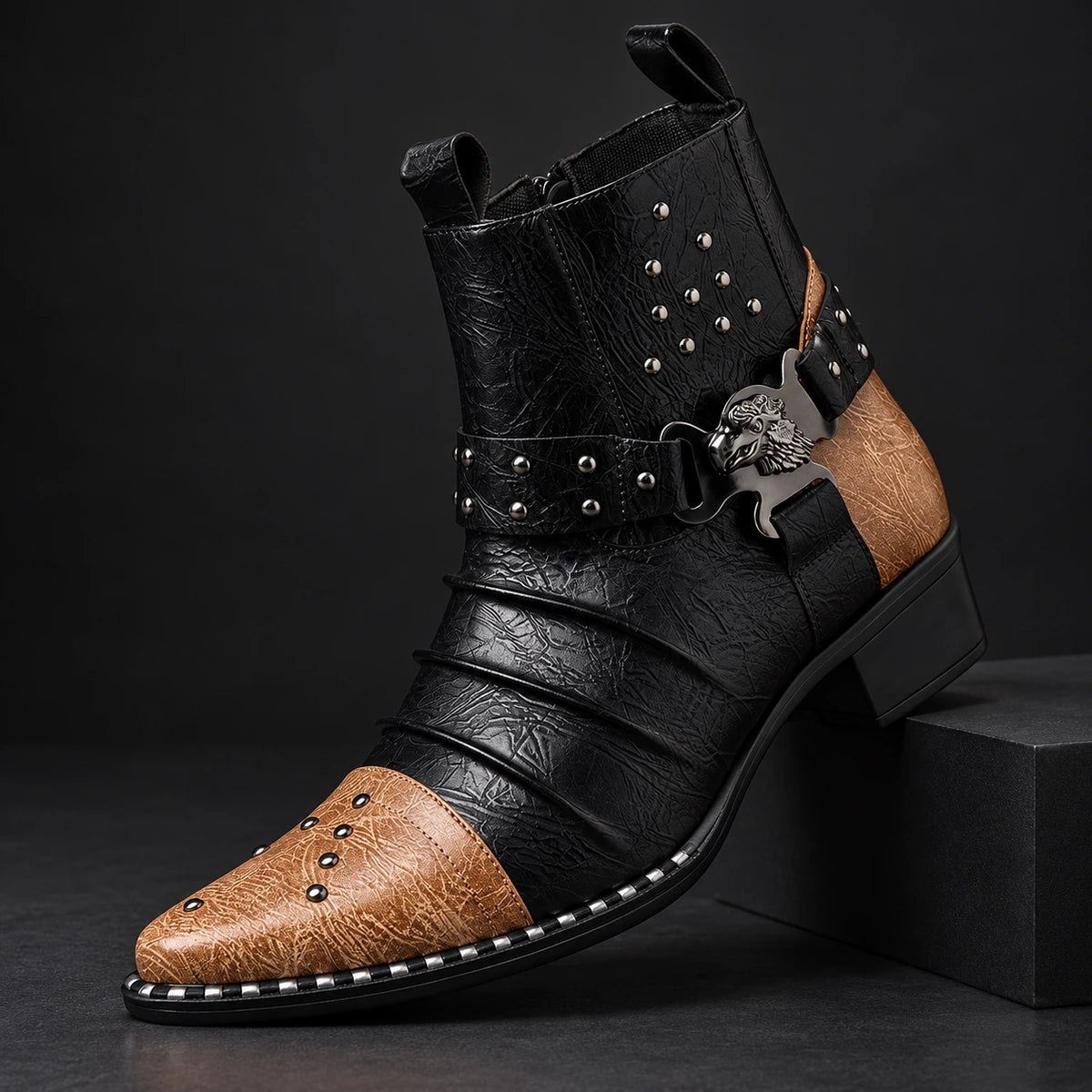 Genuine Leather Boots | Ivor Brown diagonal pedestal view