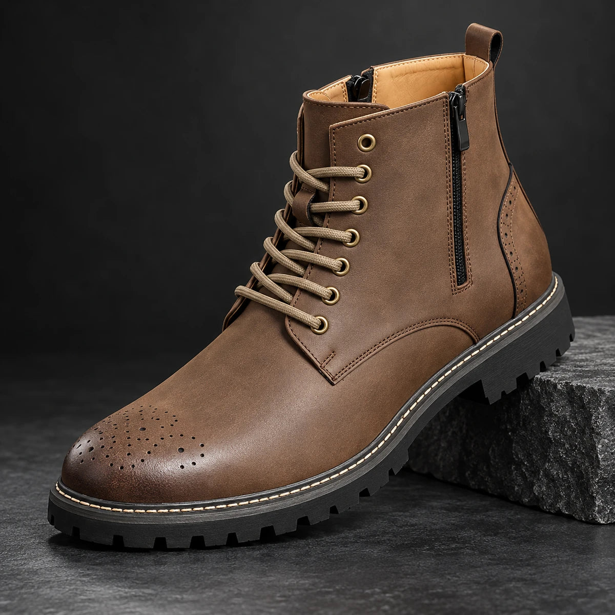 Genuine Leather Boots | Jareth Brown diagonal pedestal