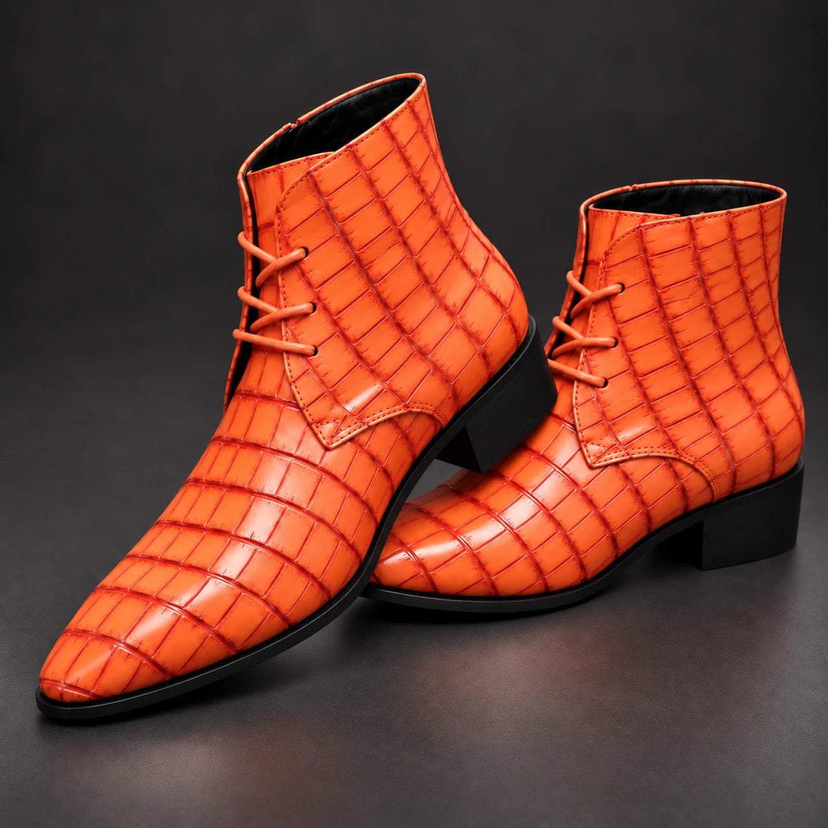 Genuine Leather Boots | Kieran Orange stacked pair