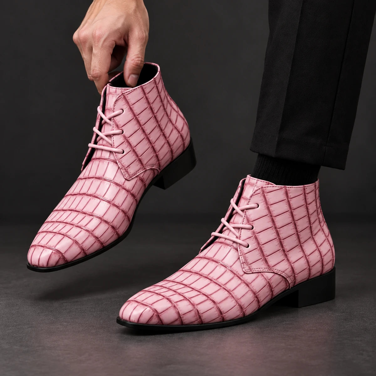 Genuine Leather Boots | Kieran Pink model handheld