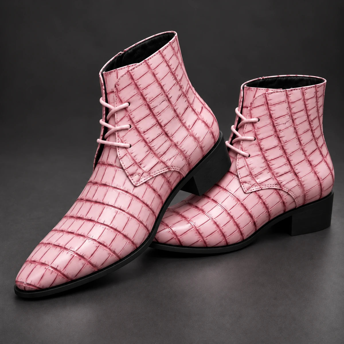 Genuine Leather Boots | Kieran Pink stacked pair