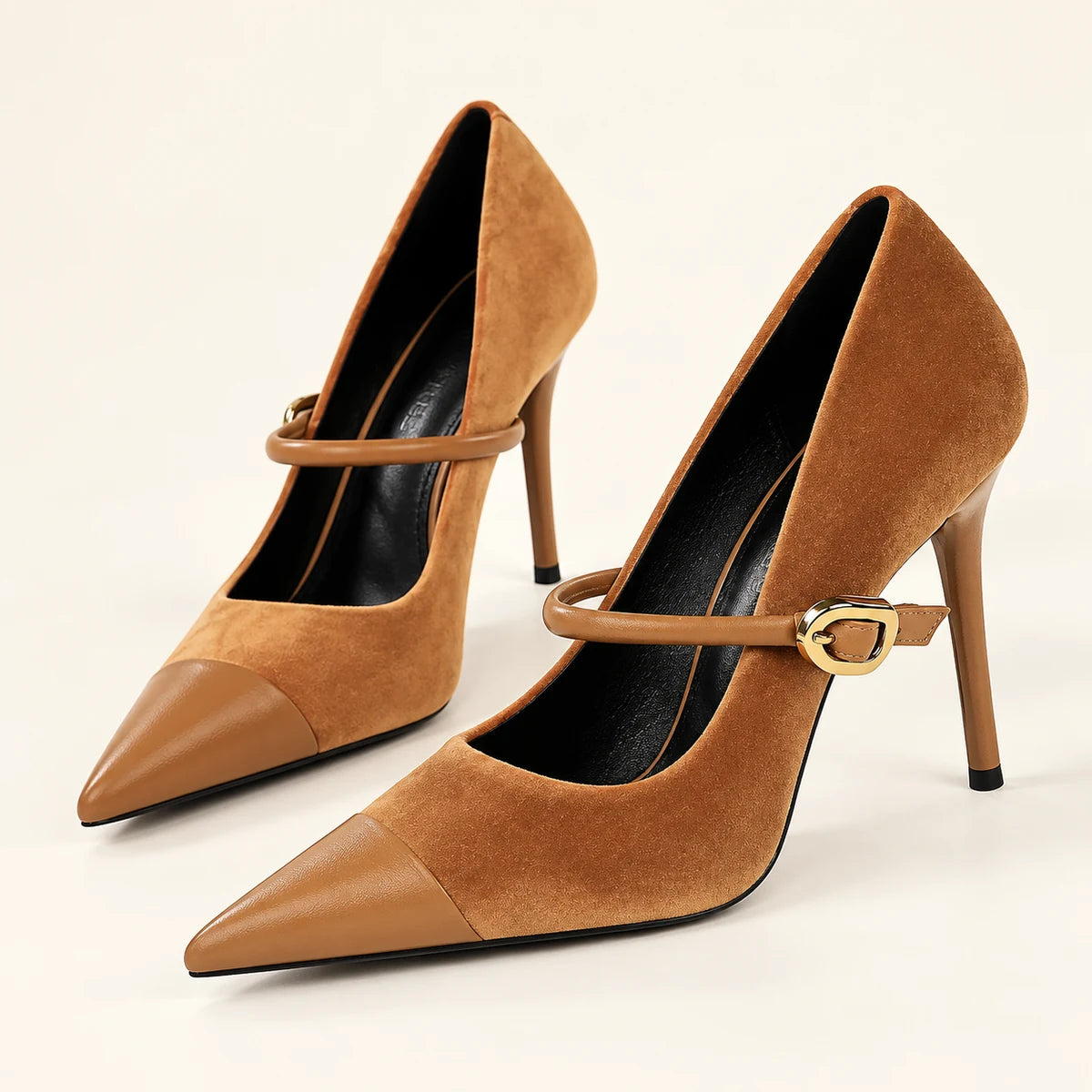 Genuine Leather Heels | Evadne | Brown 10 cm | primary
