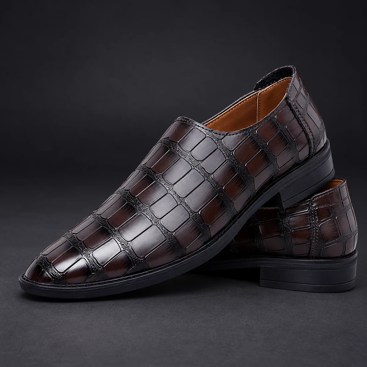 Genuine Leather Loafers | Ansel Dark Brown stacked pair