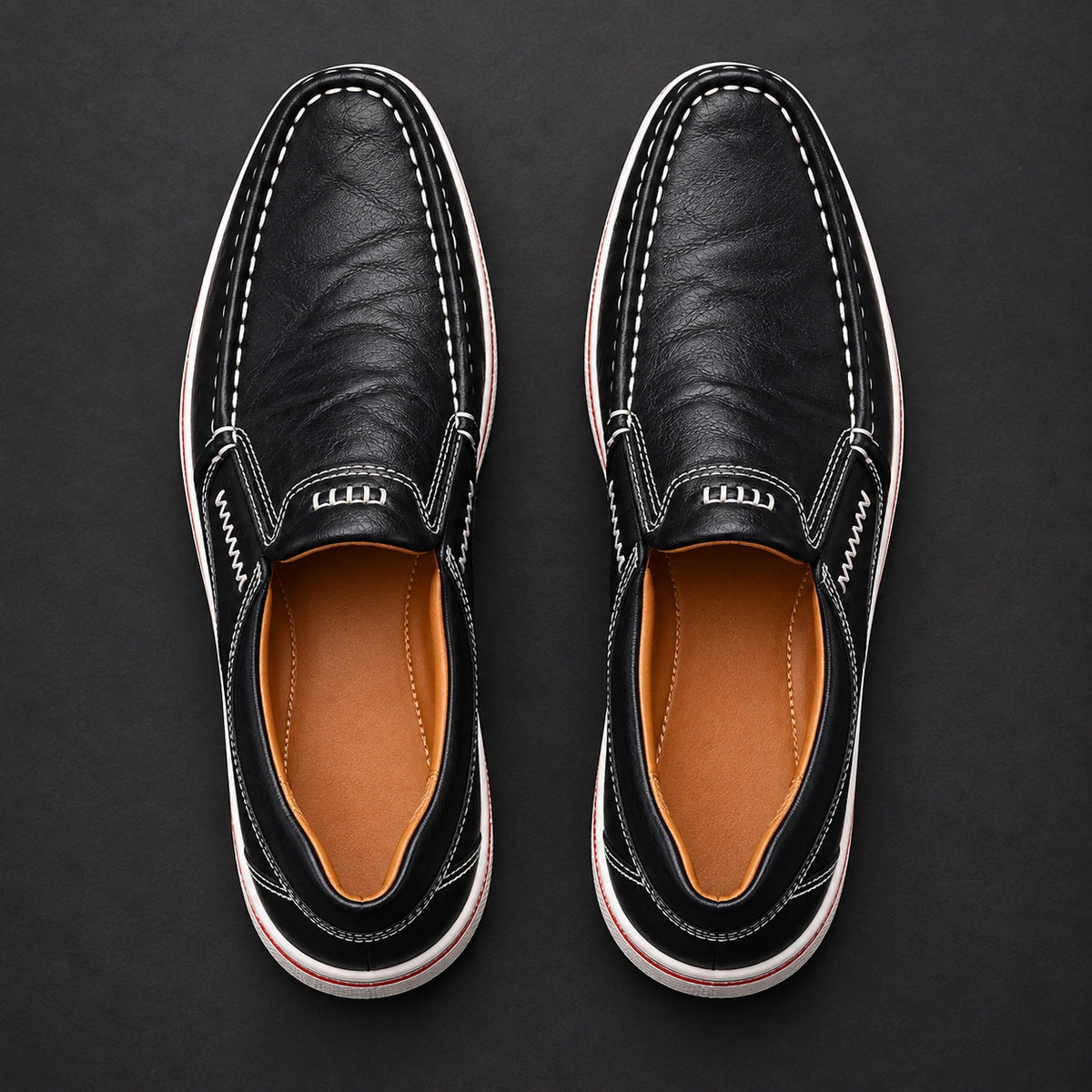 Genuine Leather Loafers Salvatore Black Elevated View