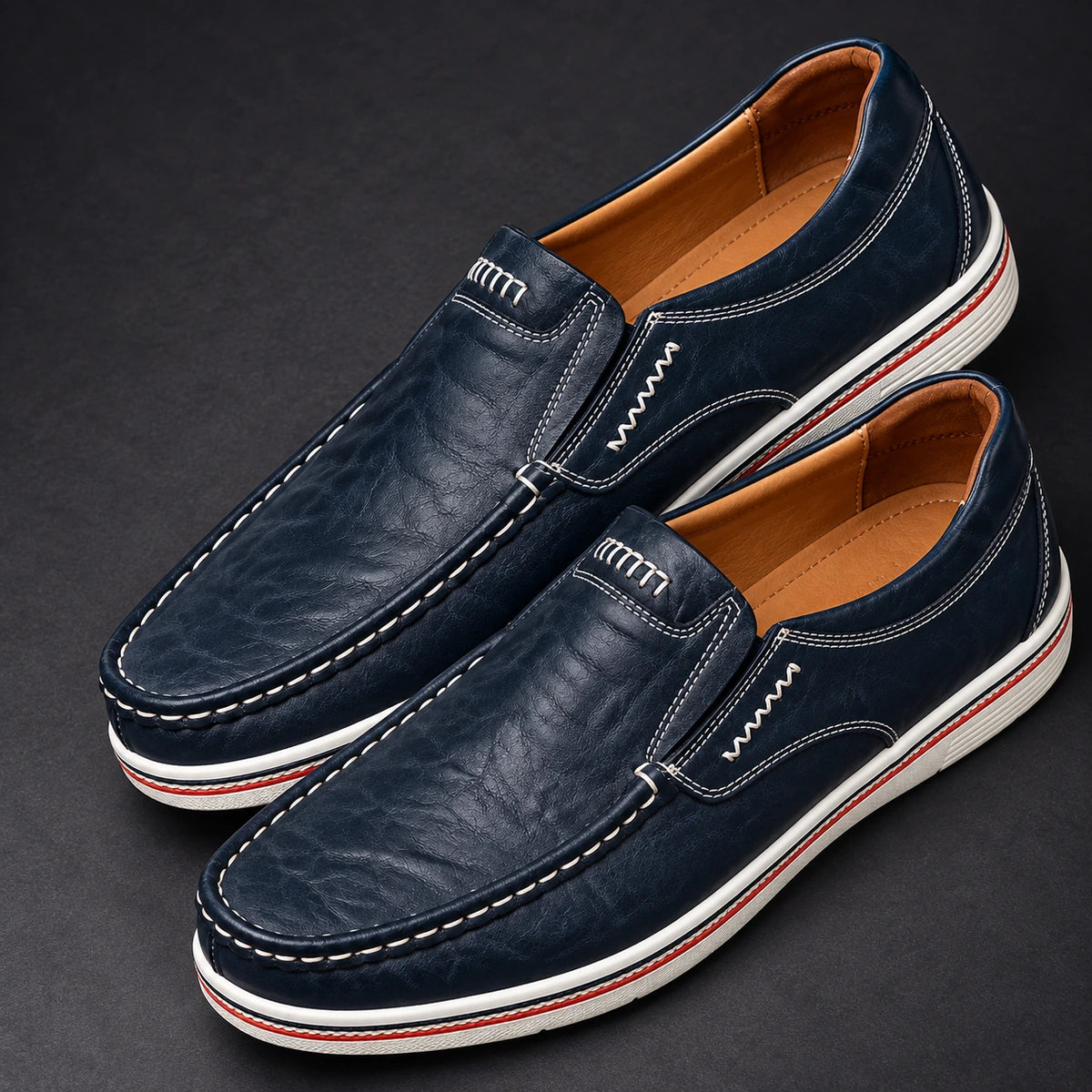 Genuine Leather Loafers Salvatore Blue Elevated View
