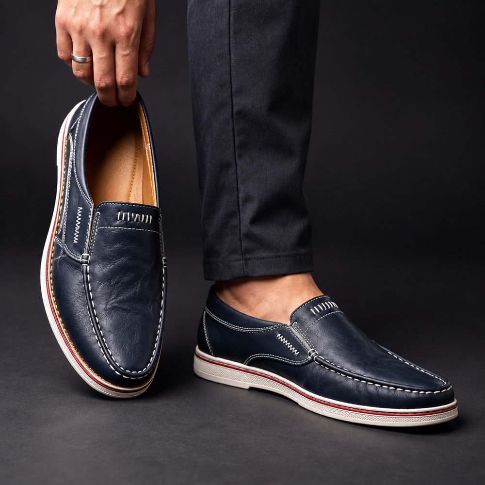 Genuine Leather Loafers Salvatore Blue Worn
