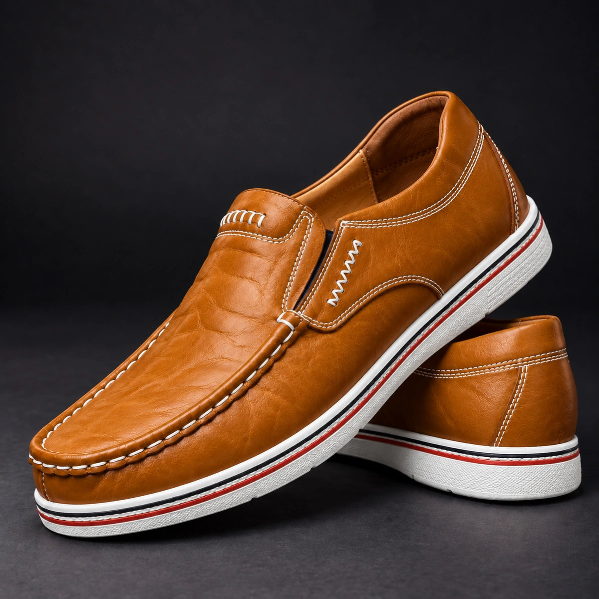 Genuine Leather Loafers Salvatore Brown main pair view