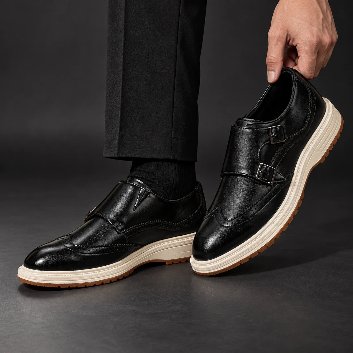 Genuine Leather Shoes | Cillian Black model handheld