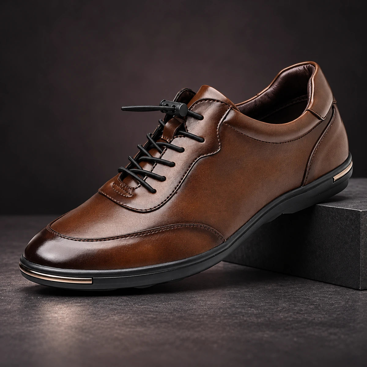 Leather Shoes | Henning Brown diagonal pedestal