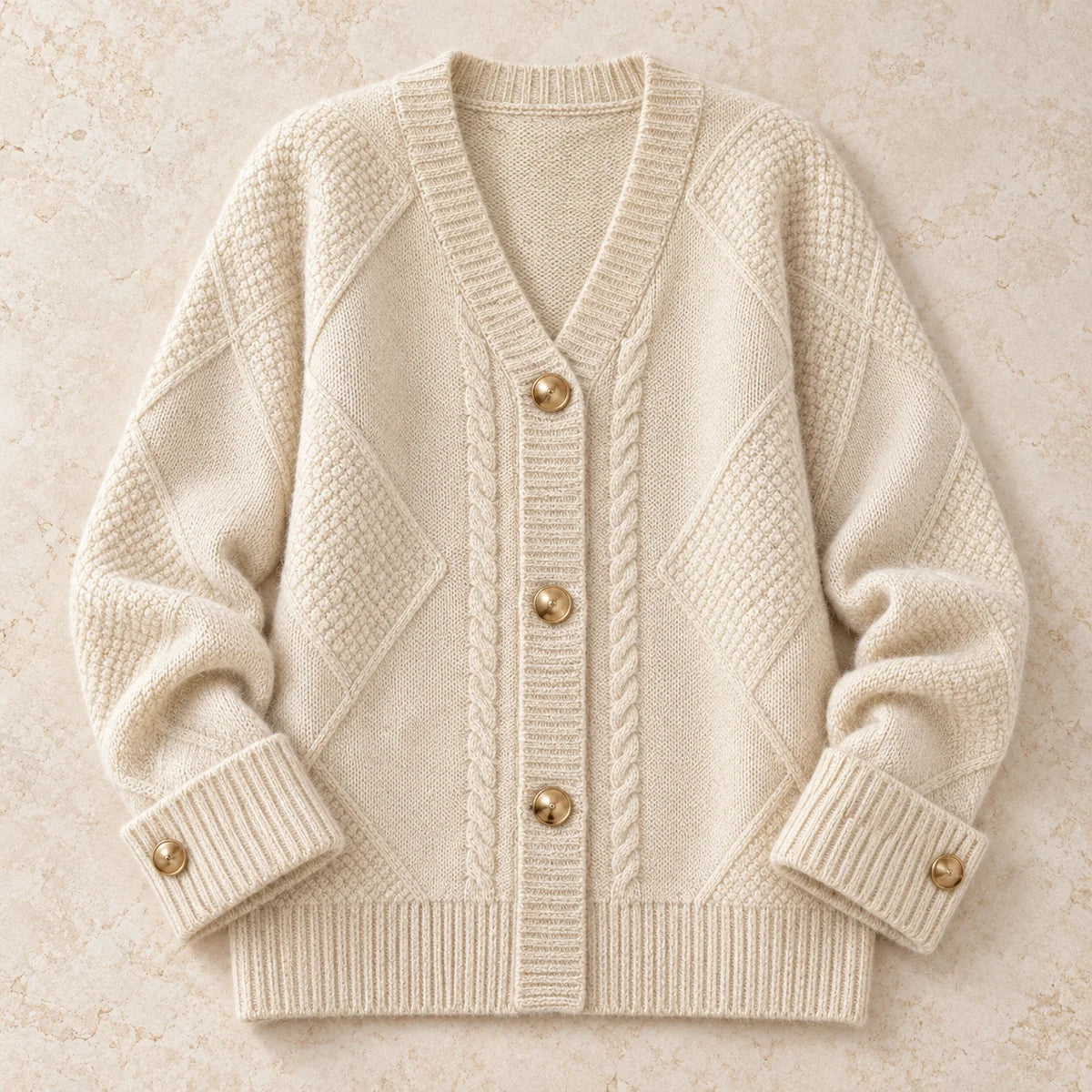 Knit Cardigan Beatrice Beige flatlay
