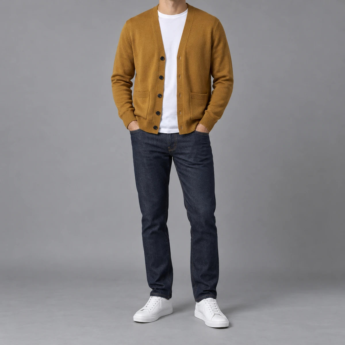 Knit Cardigan | Desmond Brown model