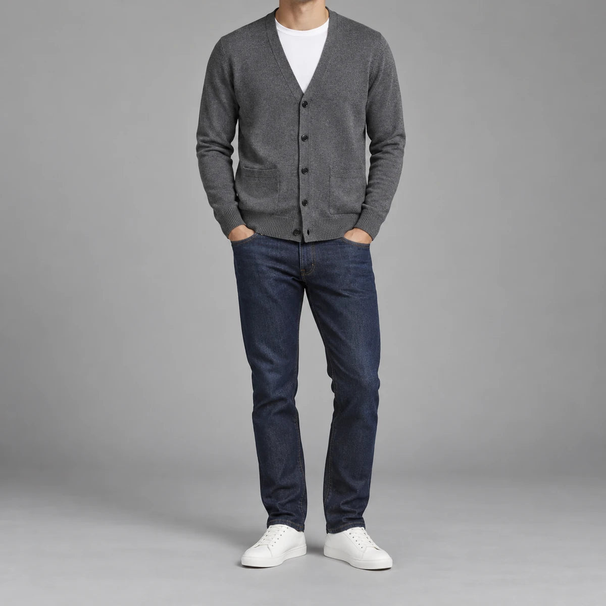 Knit Cardigan | Desmond Dark Gray model