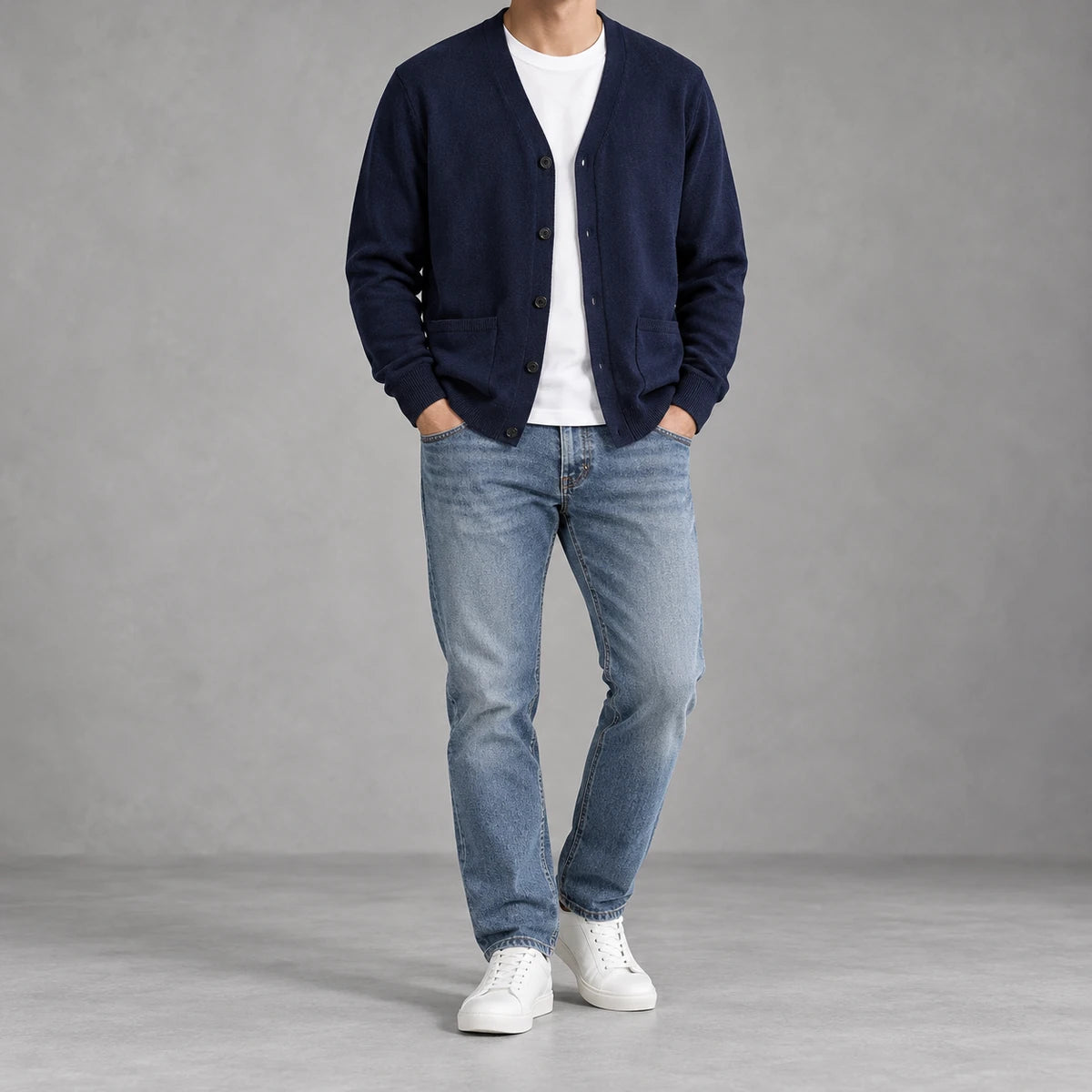 Knit Cardigan | Desmond Navy model