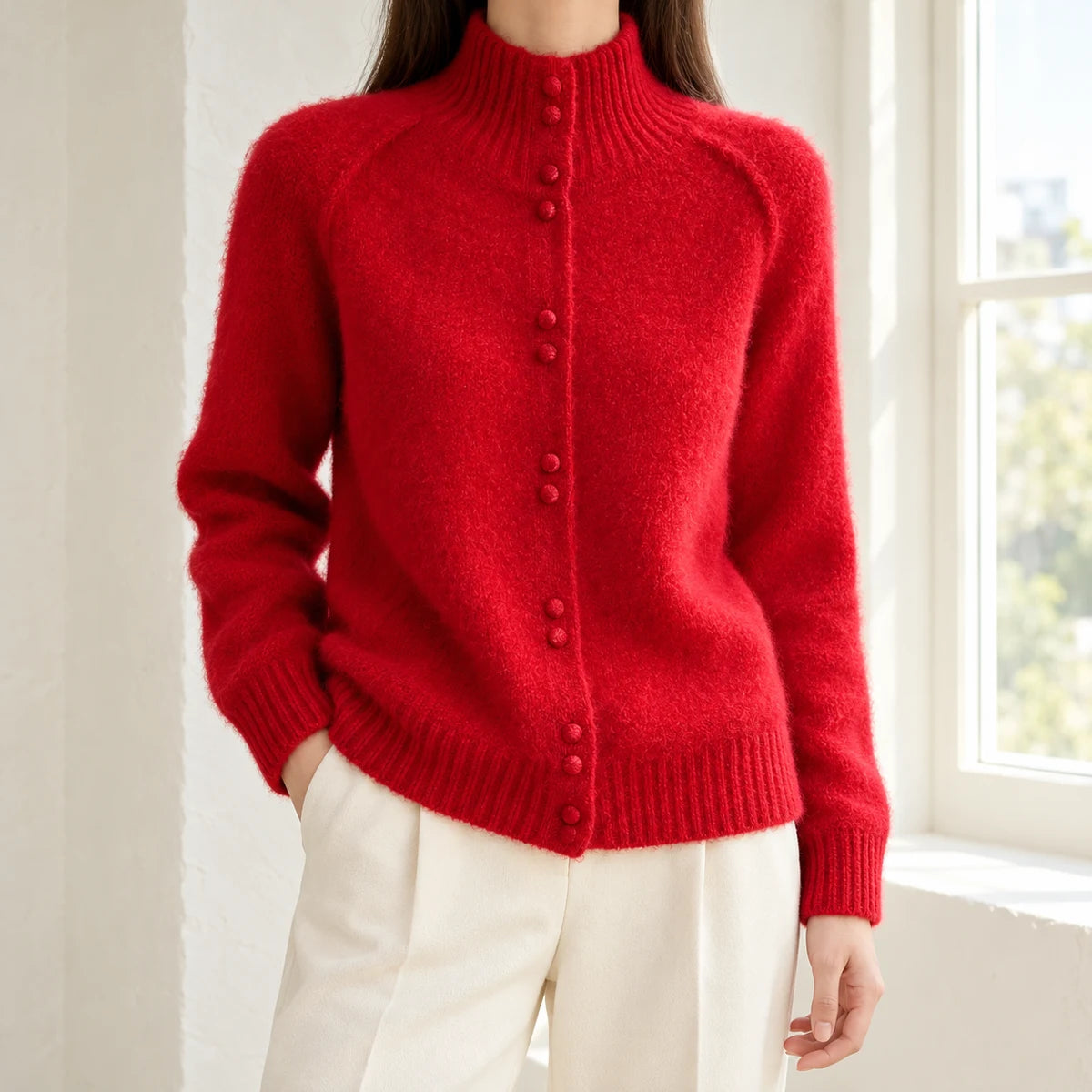 Knit Cardigan | Helena Red lifestyle