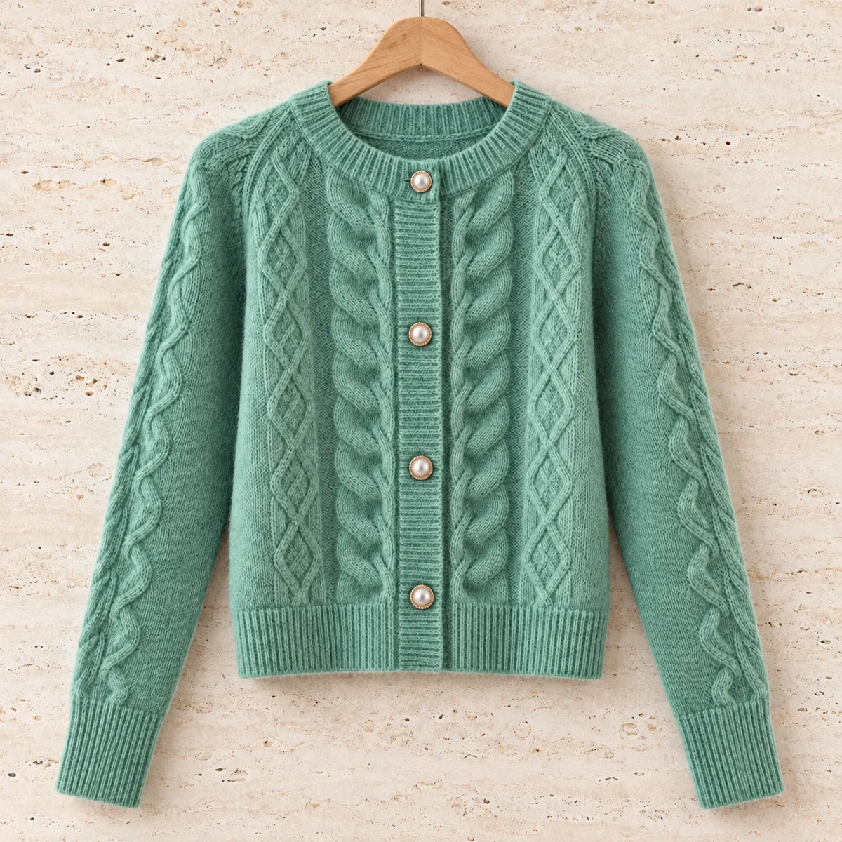Knit Cardigan | Ingrid in Green front garment view