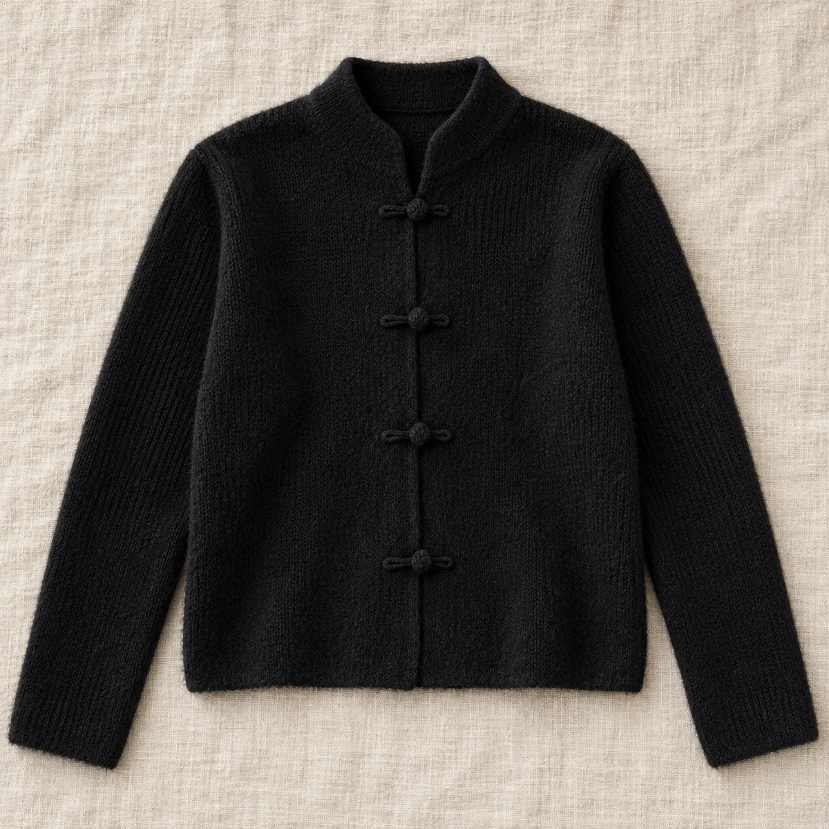 Knit Cardigan | Lisette in Black overhead flat lay view