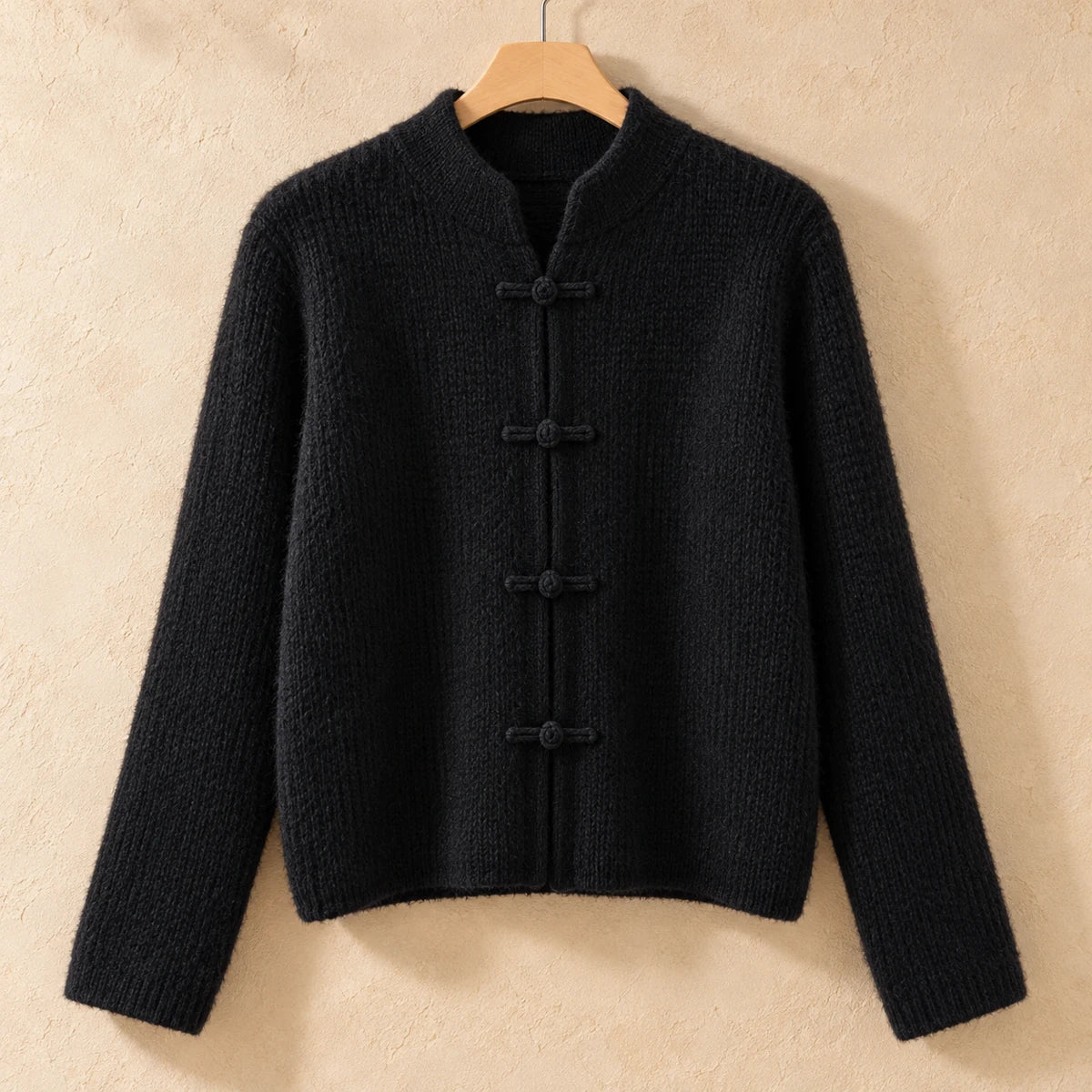 Knit Cardigan | Lisette in Black front garment view