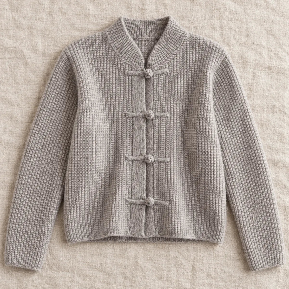 Knit Cardigan | Lisette in Gray overhead flat lay view