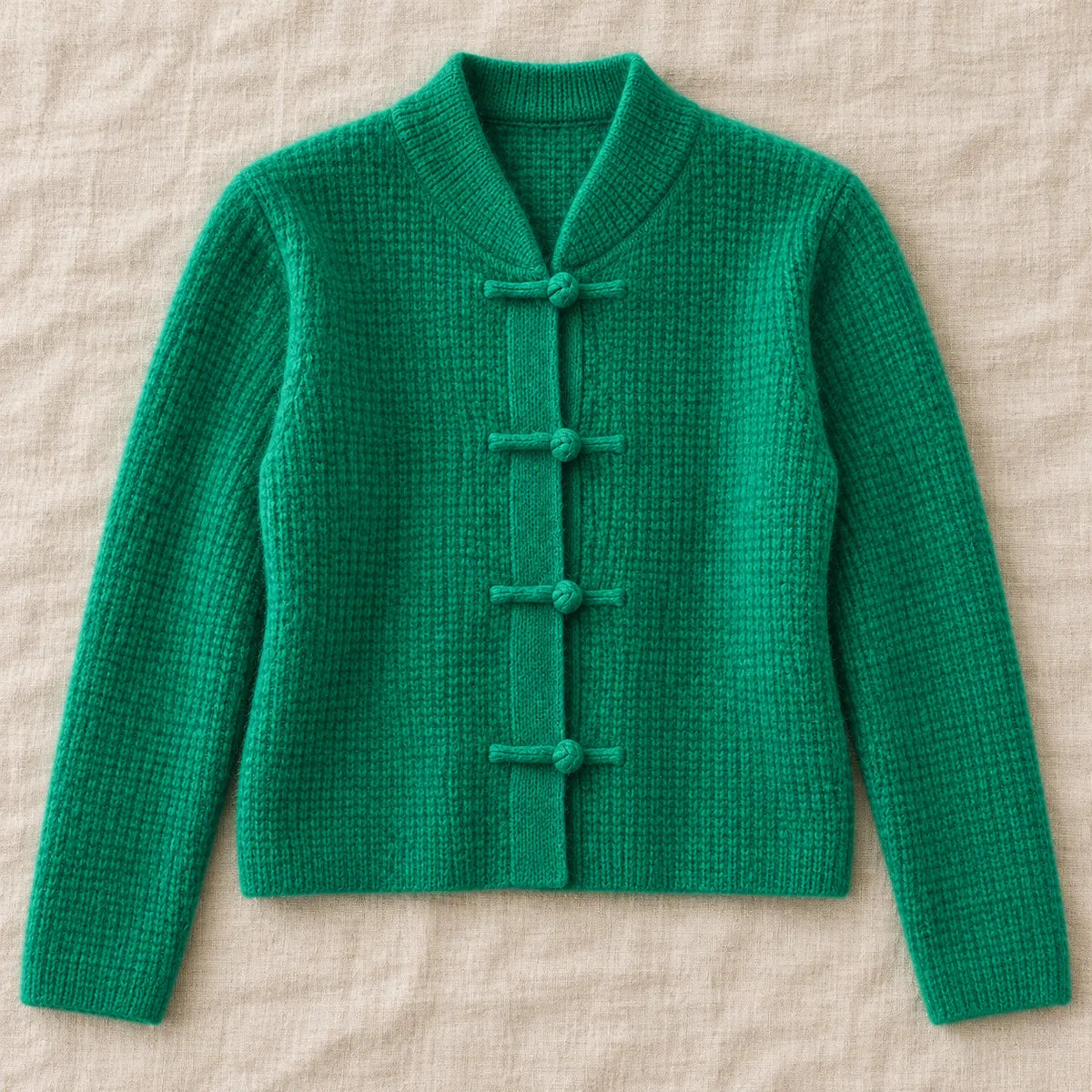 Knit Cardigan | Lisette in Green overhead flat lay view
