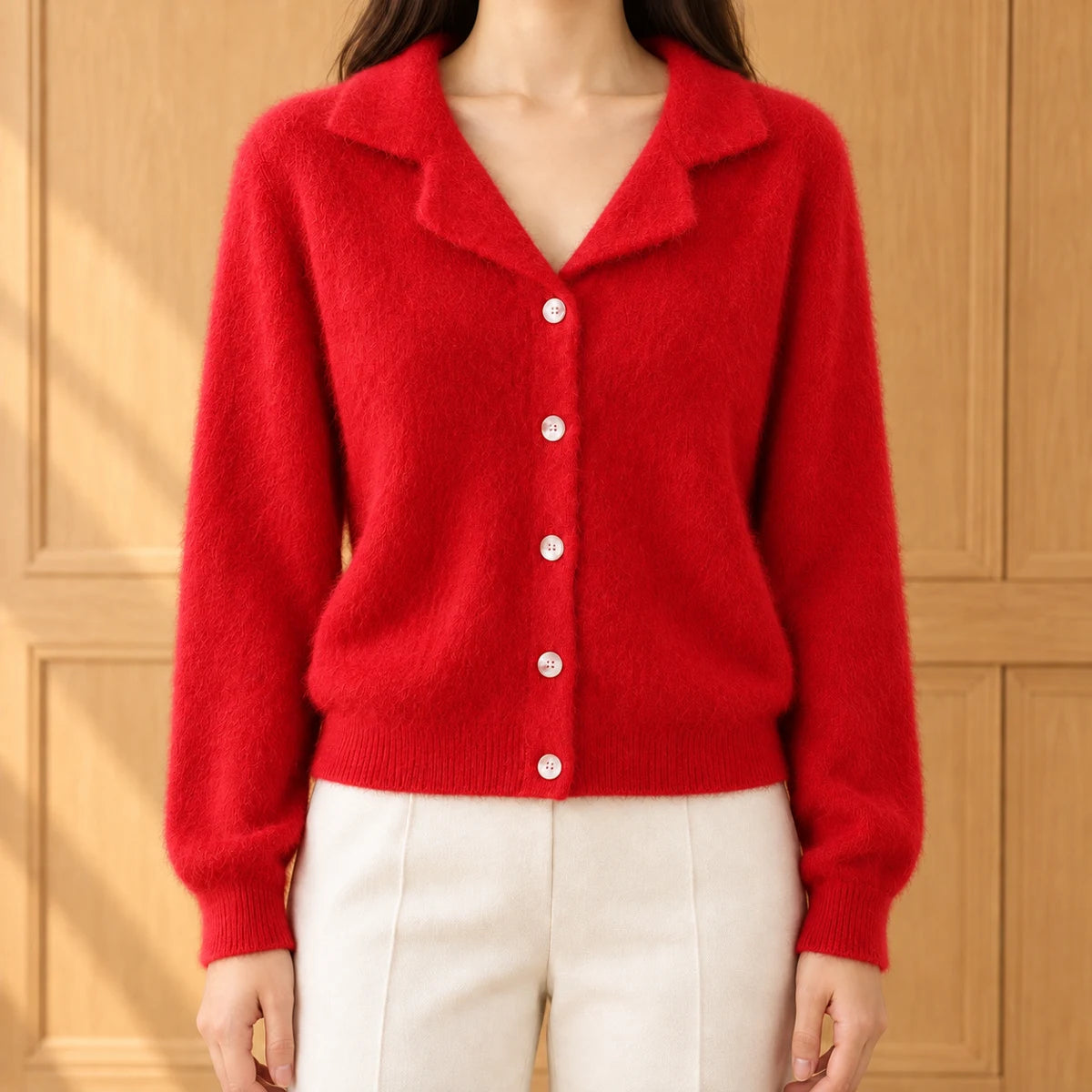 Knit Cardigan | Lucia Red lifestyle