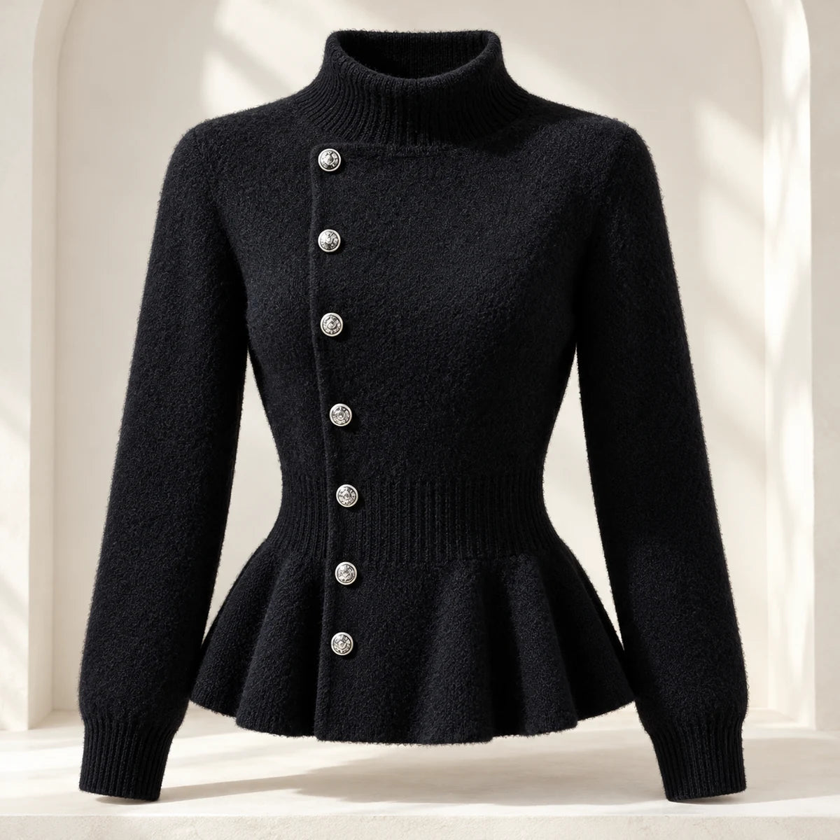Knit Cardigan | Maren in Black front garment view