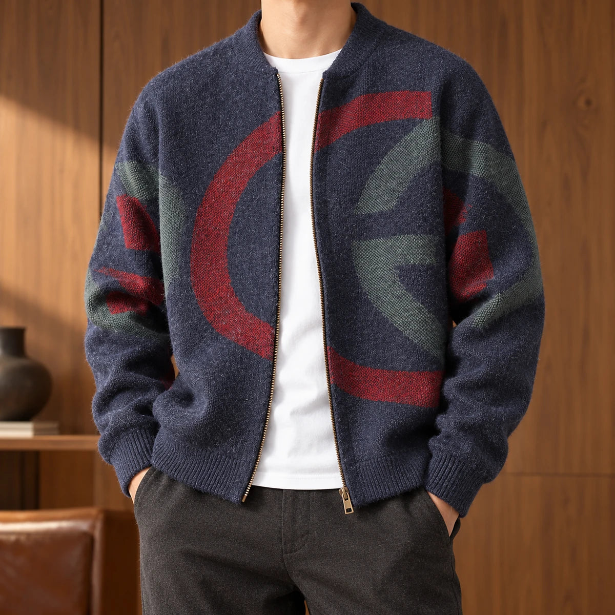 Knit Cardigan | Oisin Blue model worn