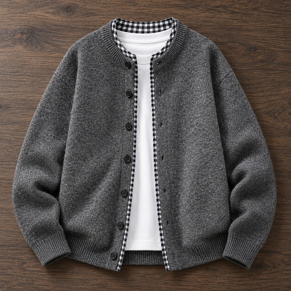 Knit Cardigan | Orson Dark Gray overhead flatlay