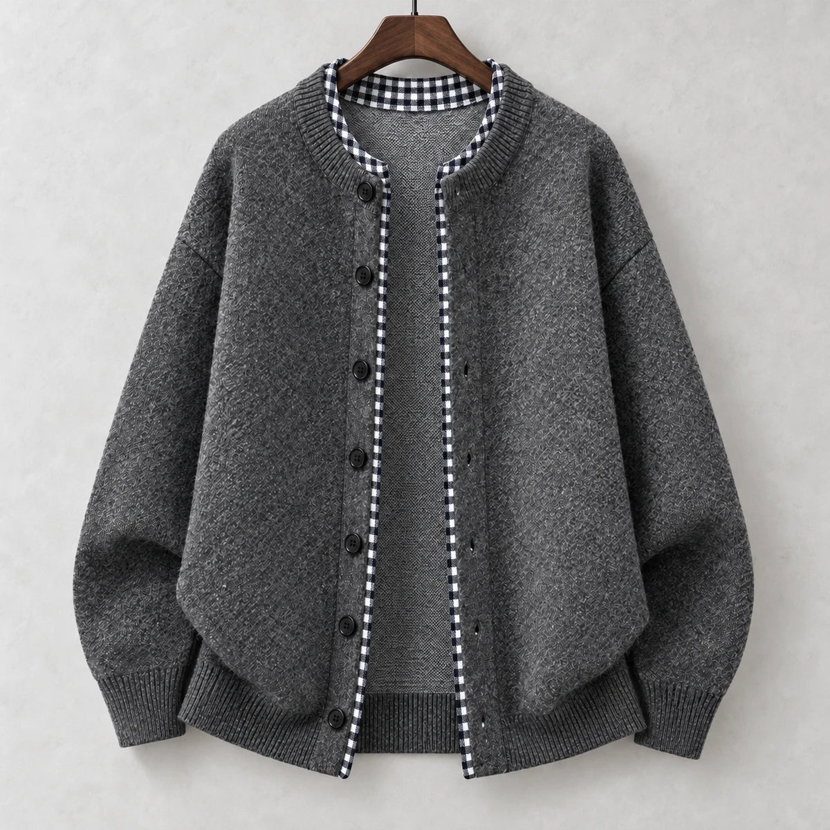 Knit Cardigan | Orson Dark Gray sculpted front