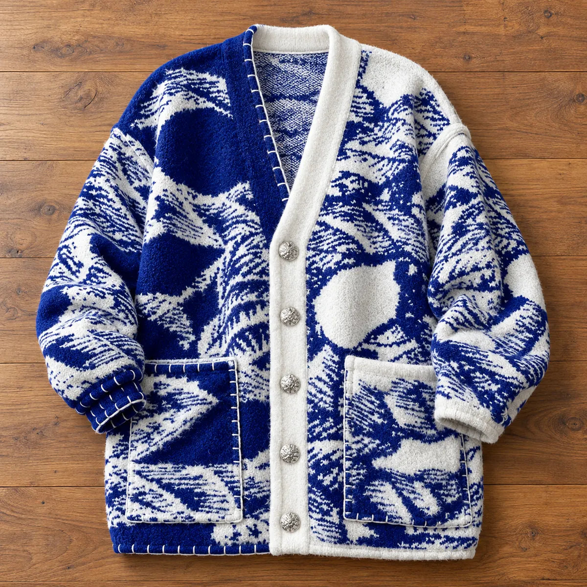 Knit Cardigan | Pascal Blue overhead flatlay