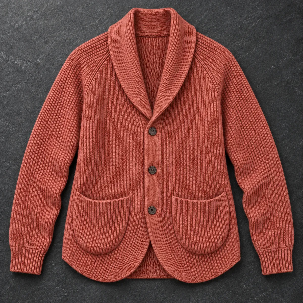 Knit Cardigan | Rainer Red overhead flatlay