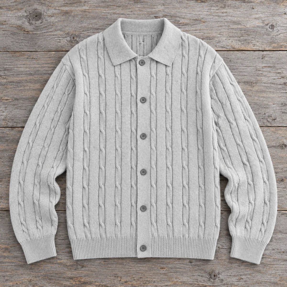Knit Cardigan | Soren Gray overhead flatlay