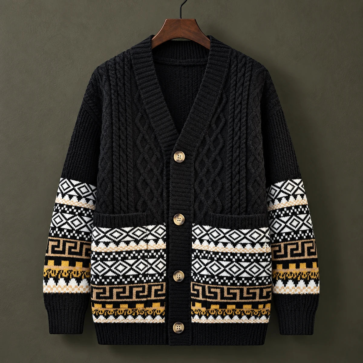 Knit Cardigan | Stellan Black hanger front