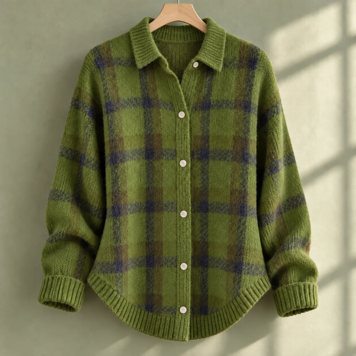 Knit Shirt | Anika Green hanger front