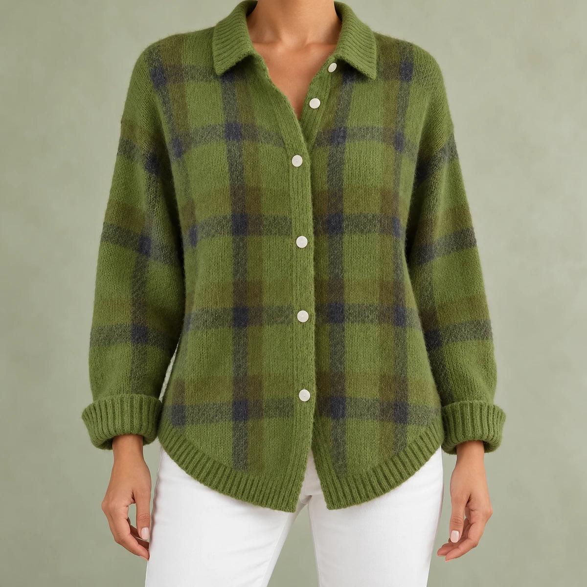Knit Shirt | Anika Green model worn