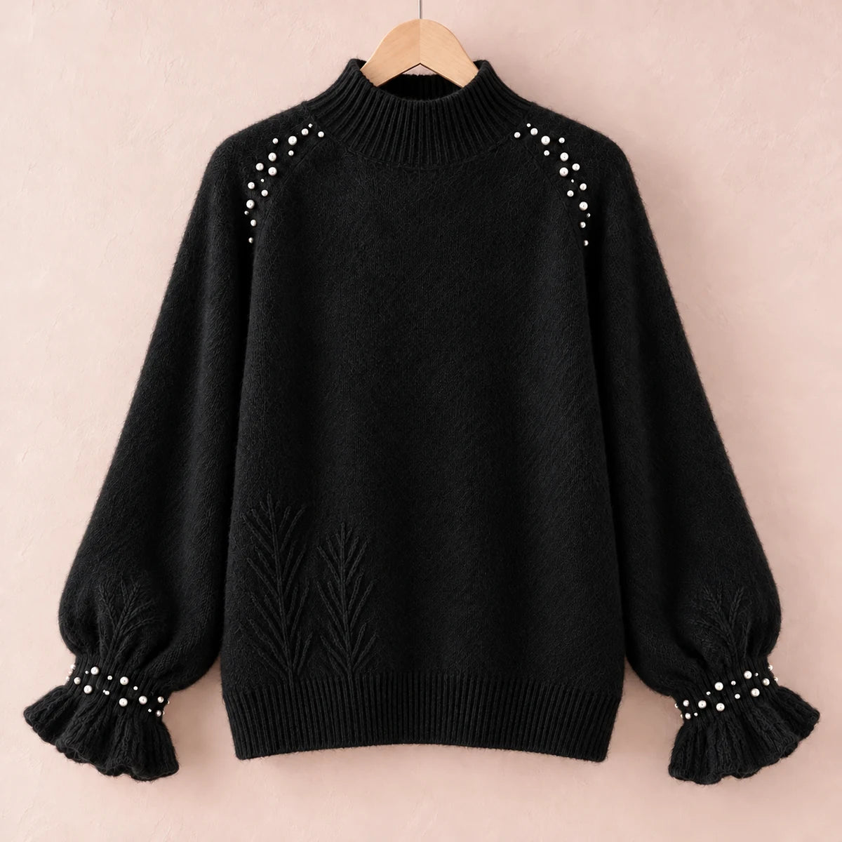 Knit Sweater | Selene in Black front garment view