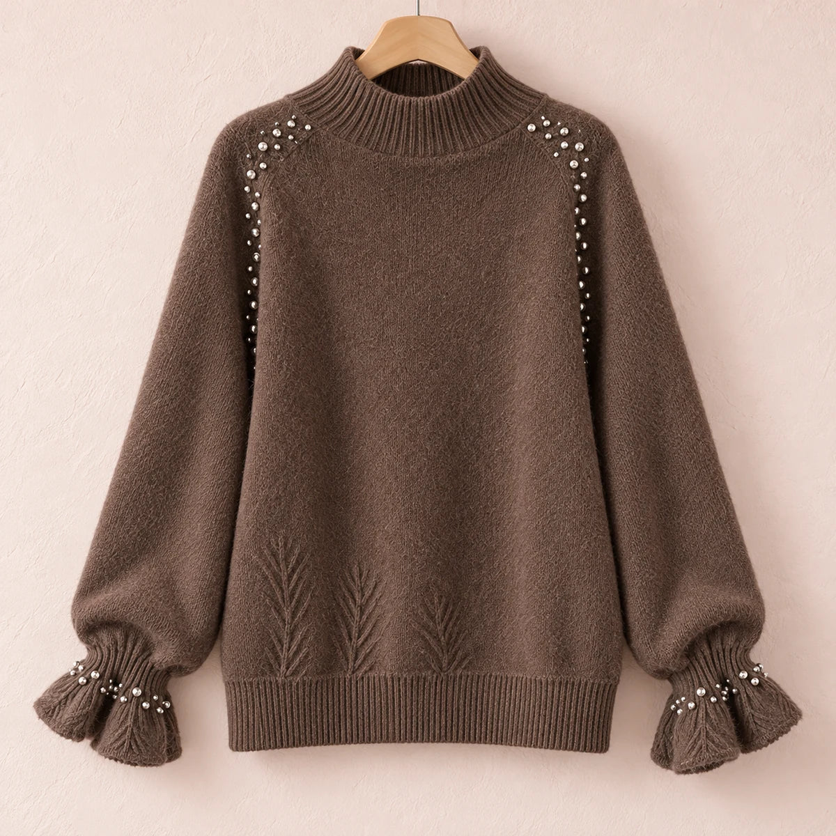 Knit Sweater | Selene in Brown front garment view