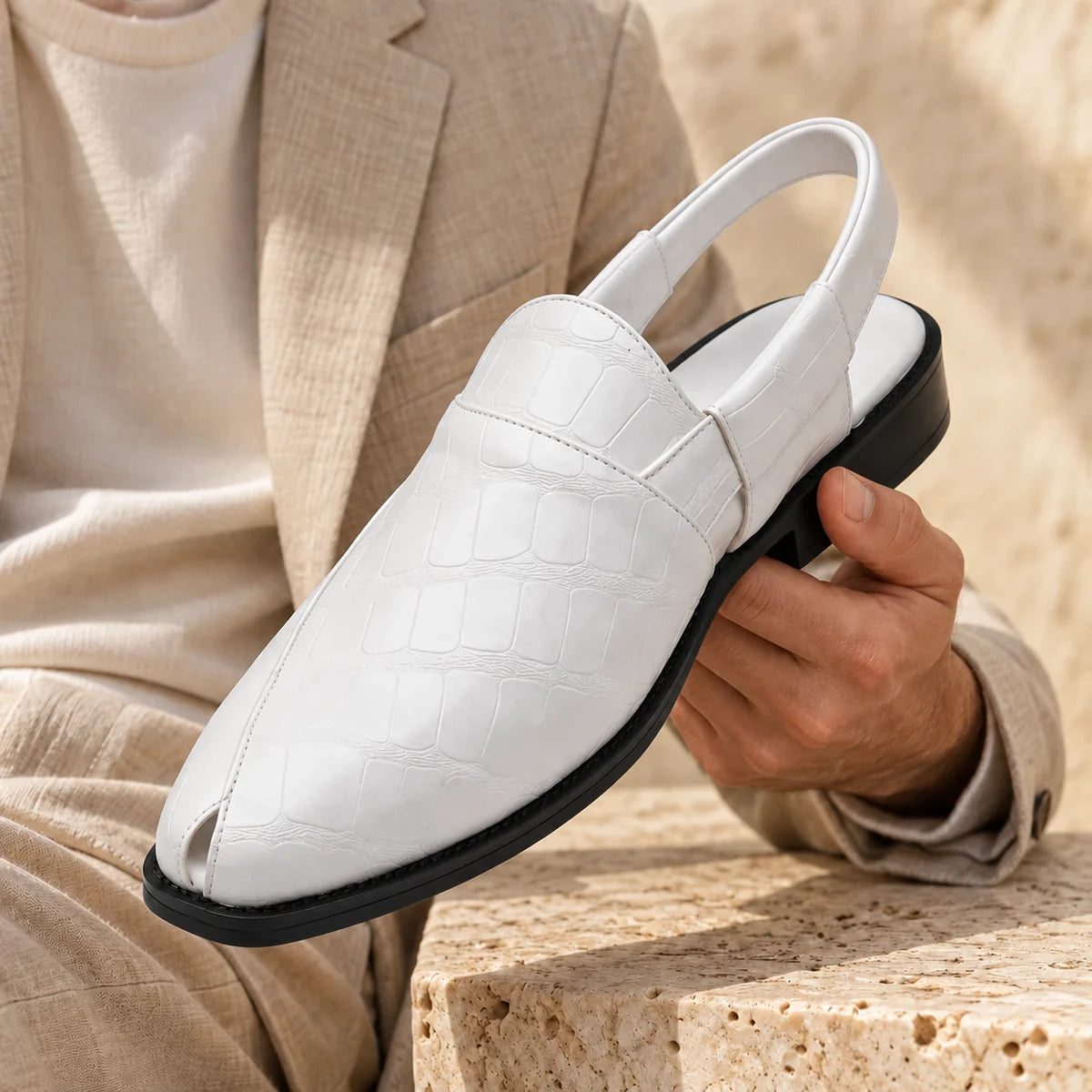 Lawrence Sandals White handheld