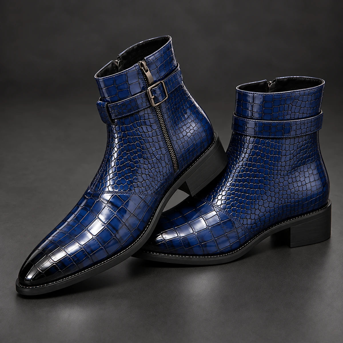 Leather Boots | Bramwell Blue stacked pair