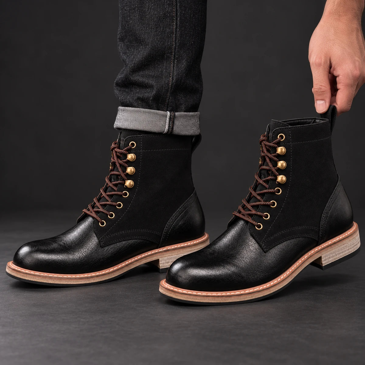 Leather Boots | Breccan Black model handheld