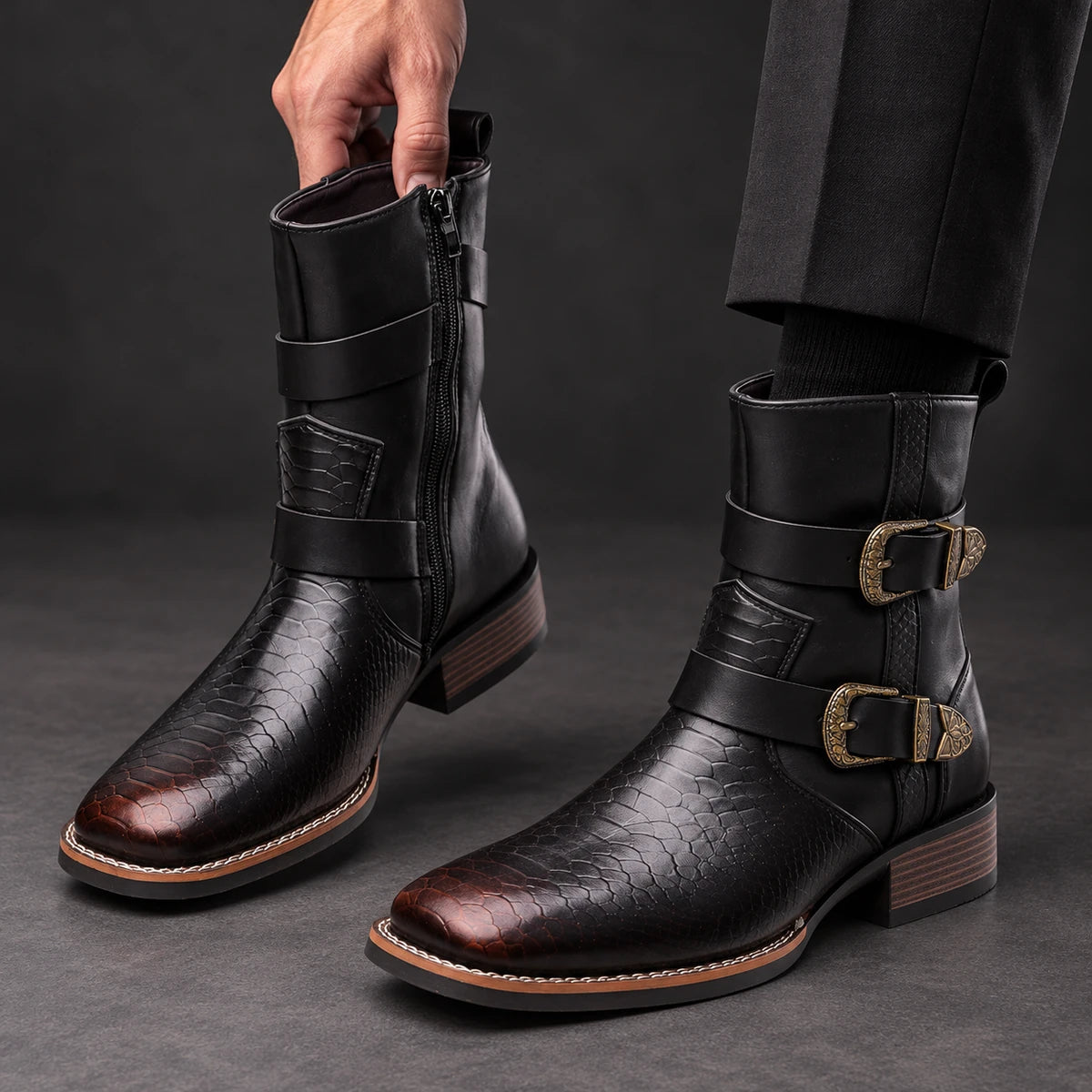 Leather Boots | Caelan Brown model handheld